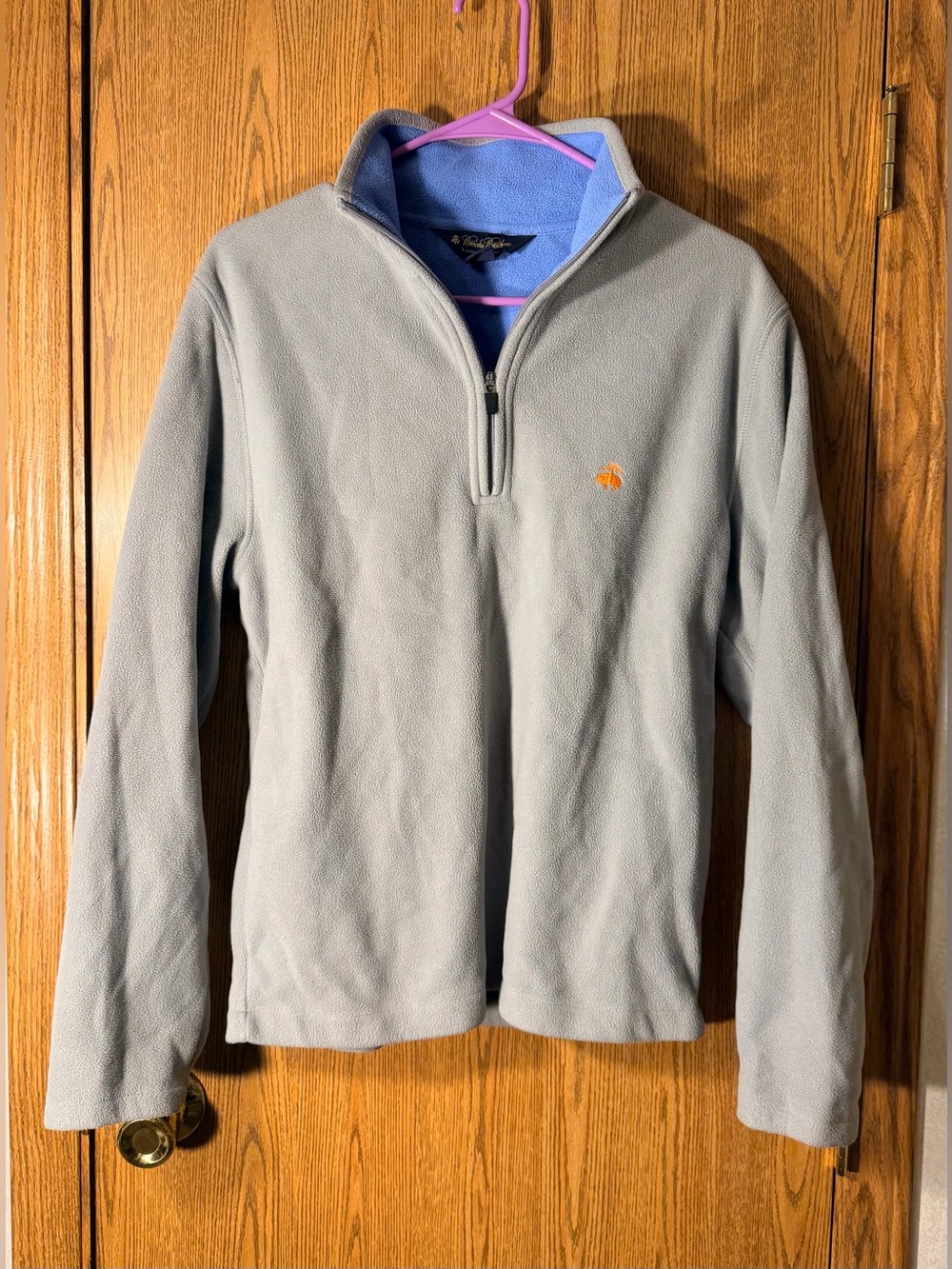 Brooks Brothers Light Gray Quarter-Zip Fleece Sweater